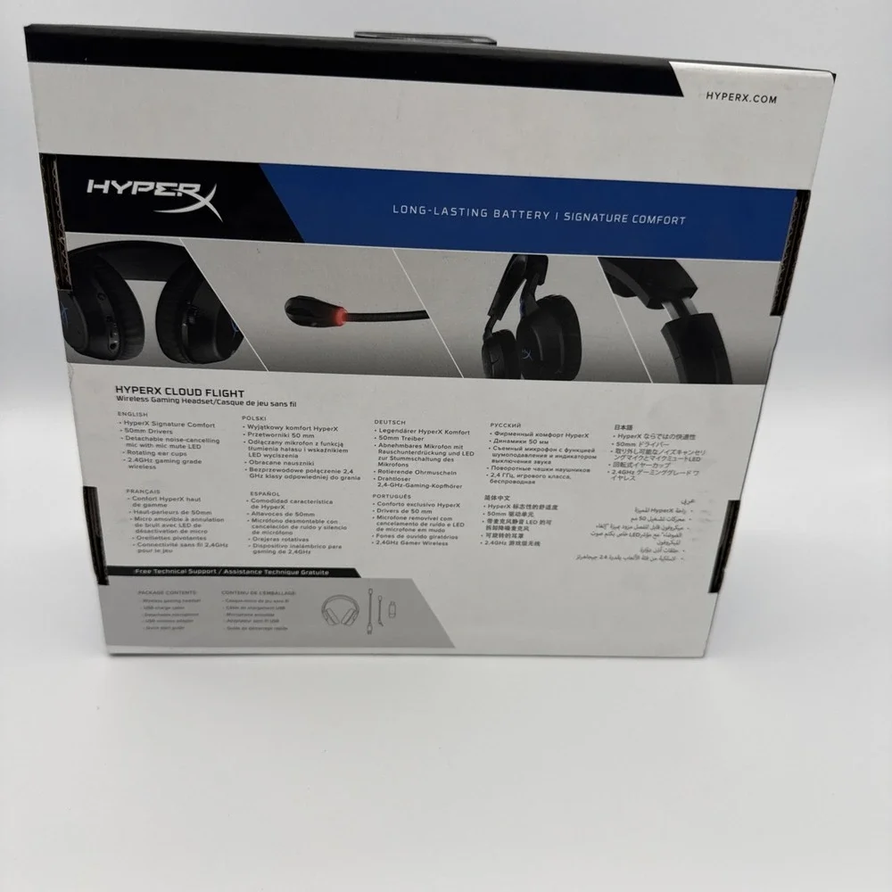 HyperX Cloud Flight Wireless Headphones Headset Black/Blue PS5 PS4 Gaming SEALED